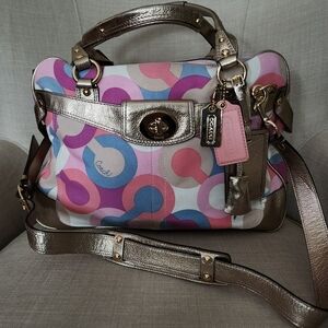 Coach Metallic and Multicolor Satchel